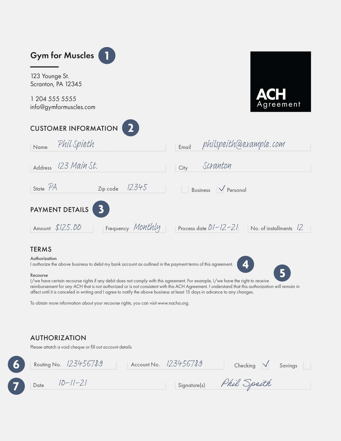 Simple Ach Form Template Word Free