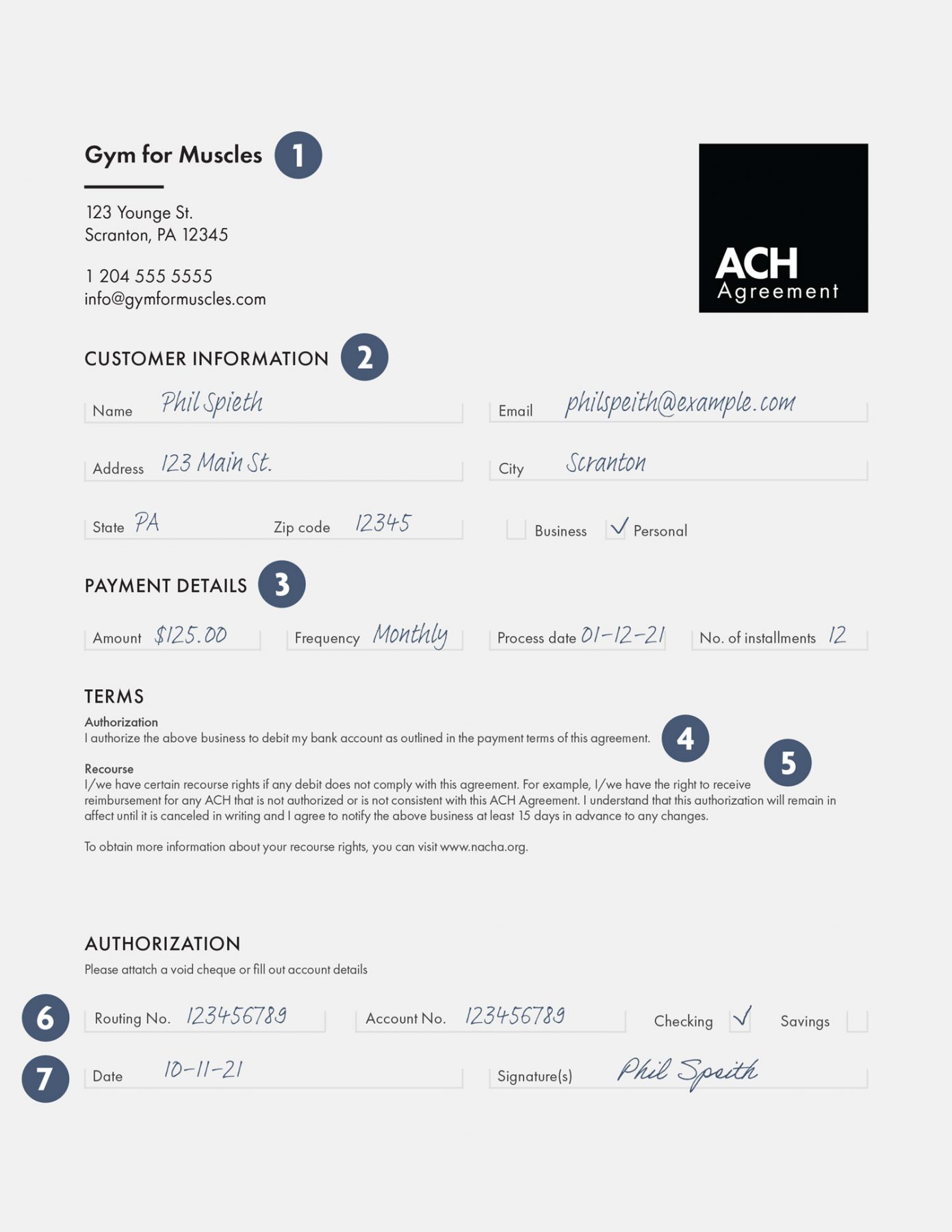 Printable Blank Ach Authorization Form Template