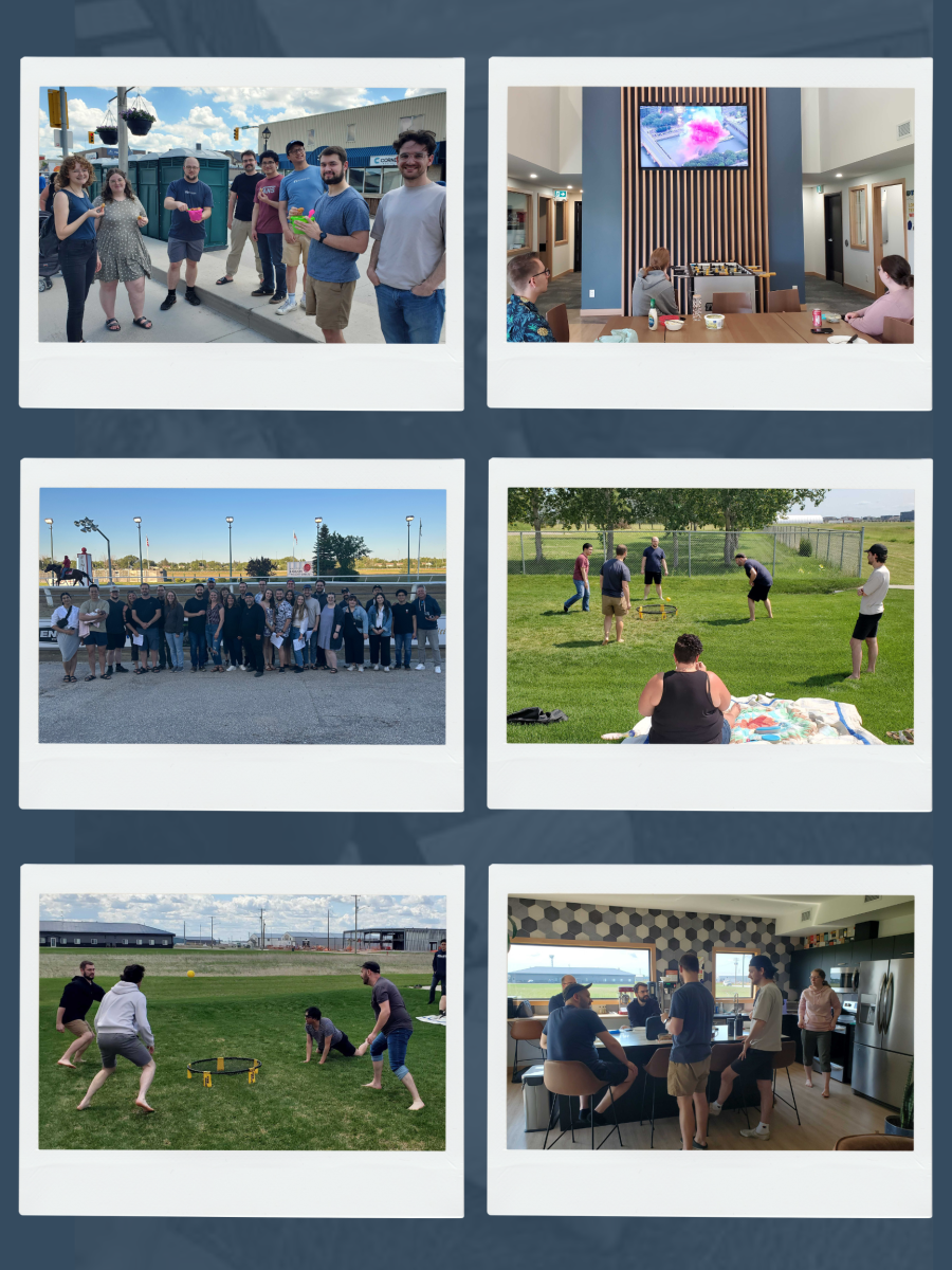 A collage of photos of the Rotessa team enjoying the outdoors or watching the Olympics.