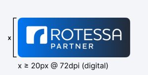 The height of the Rotessa Partner badge should be greater than or equal to 20px at 72dpi (digital)