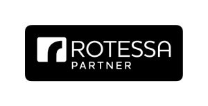 Black Rotessa Partner badge on a white background.